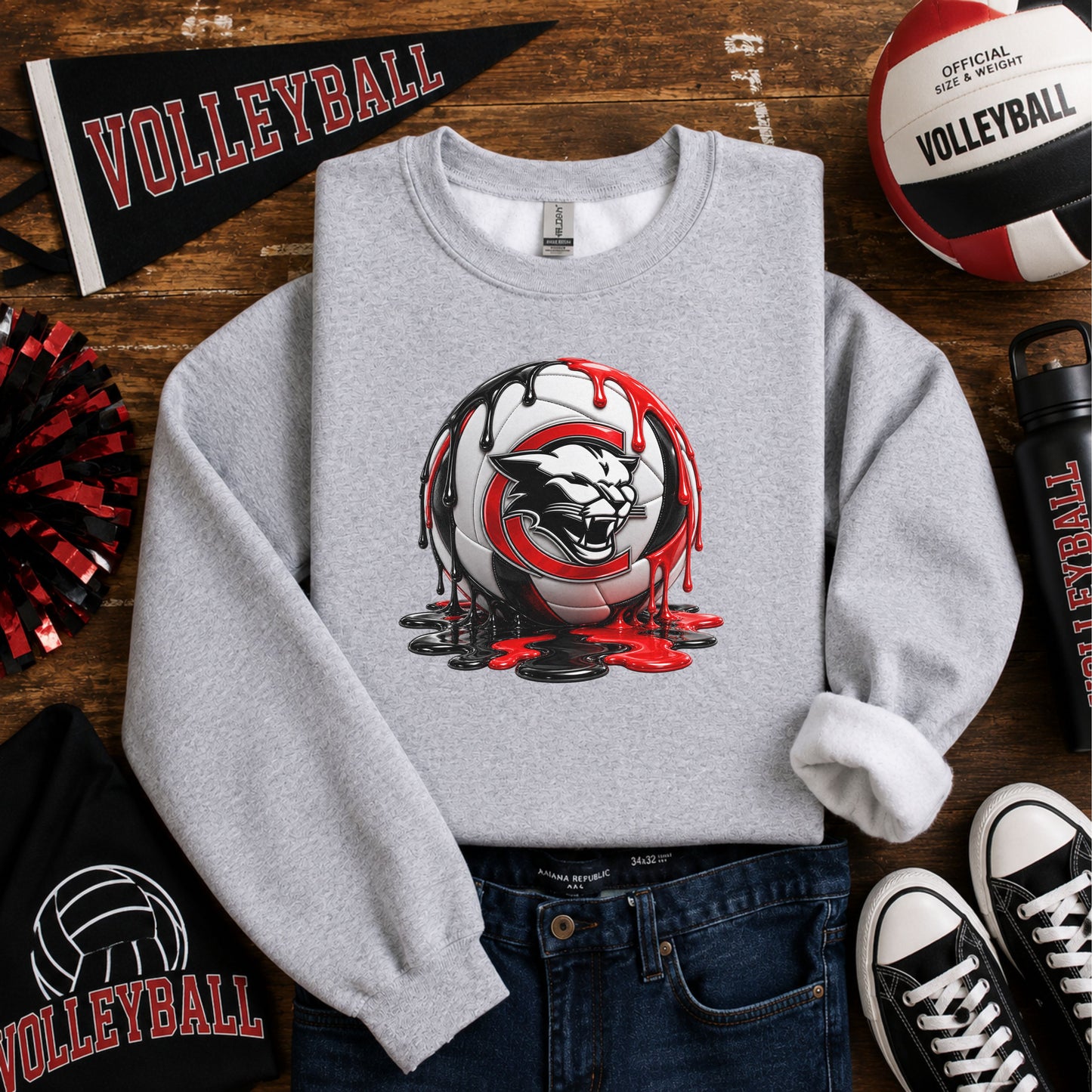 Charleroi Cougars Volleyball Paint Drip T-Shirt, Ladies T-Shirt, Sweatshirt or Hoodie