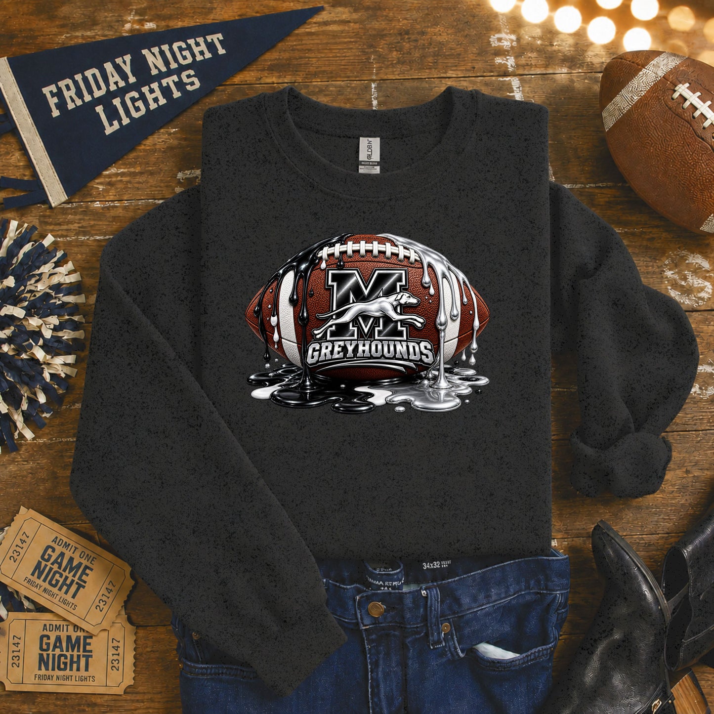 Monessen Greyhounds Football Paint Drip T-Shirt, Ladies T-Shirt, Sweatshirt or Hoodie
