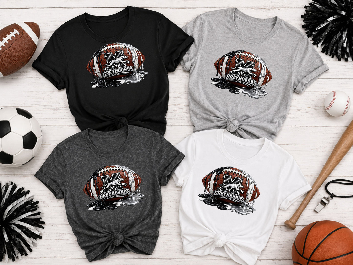 Monessen Greyhounds Football Paint Drip T-Shirt, Ladies T-Shirt, Sweatshirt or Hoodie