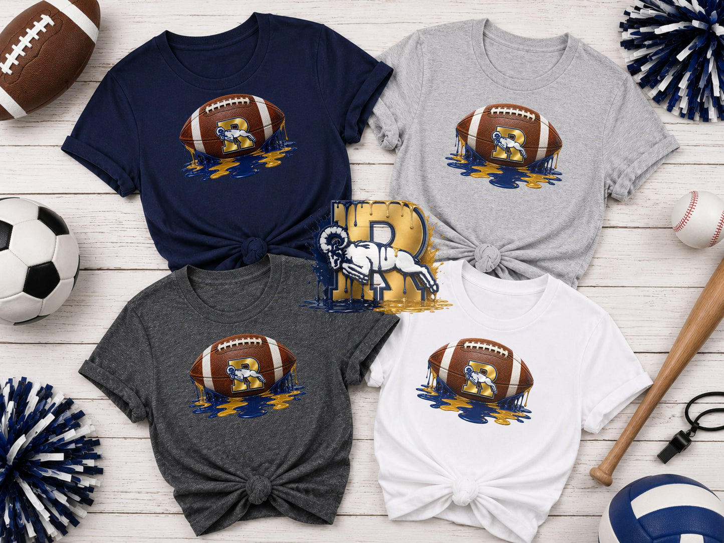 Ringgold Rams Football Paint Drip T-Shirt, Ladies T-Shirt, Sweatshirt or Hoodie