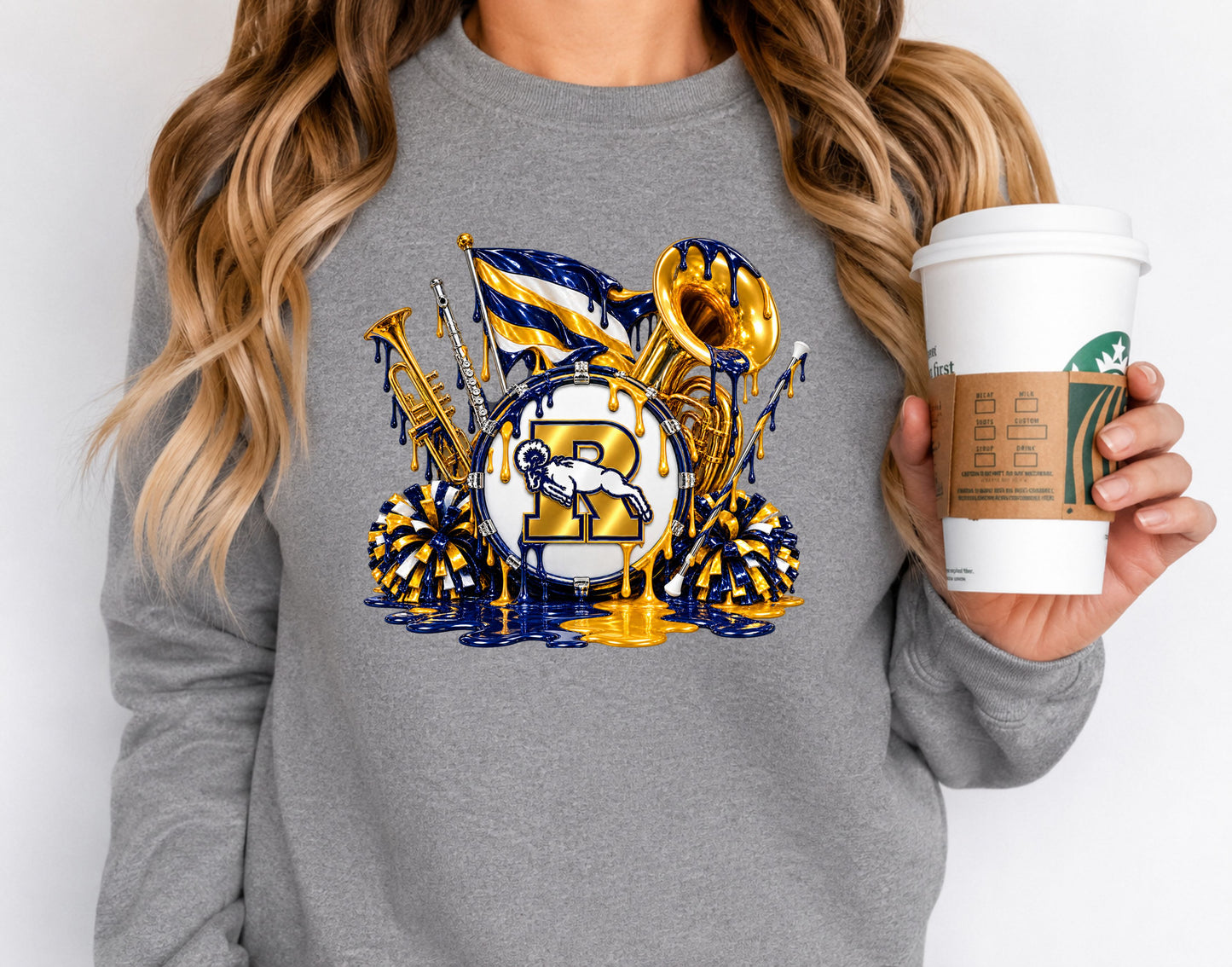 Ringgold Rams Marching Band, Dance Team, Majorette and Color Guard Paint Drip T-Shirt, Ladies T-Shirt, Sweatshirt or Hoodie