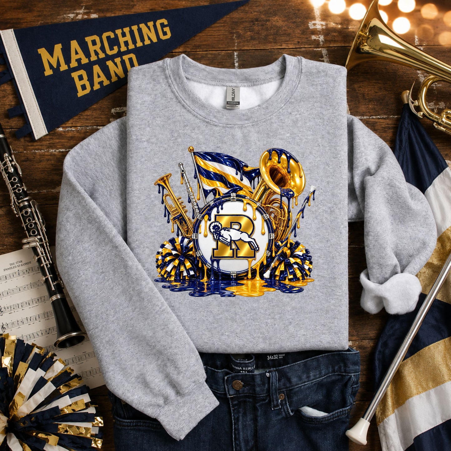 Ringgold Rams Marching Band, Dance Team, Majorette and Color Guard Paint Drip T-Shirt, Ladies T-Shirt, Sweatshirt or Hoodie
