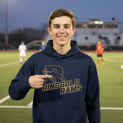 Ringgold Rams Slant Pull Over Hooded Sweatshirt