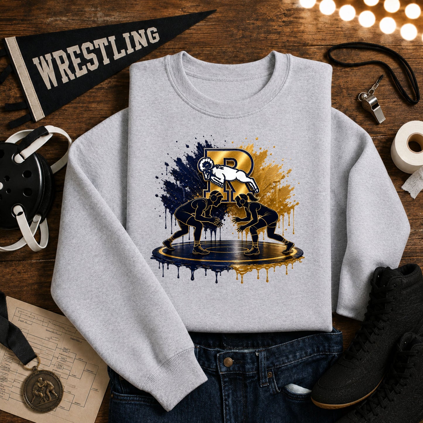Ringgold Rams Wrestling Paint Drip T-Shirt, Ladies T-Shirt, Sweatshirt or Hoodie