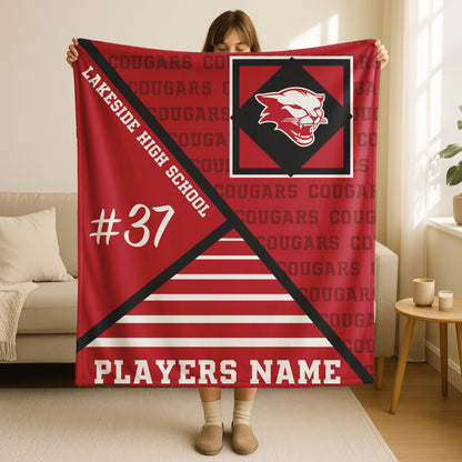 Proud Sports Mom Blanket, Personalized Senior Night Gift, Custom School Spirit Mascot Throw