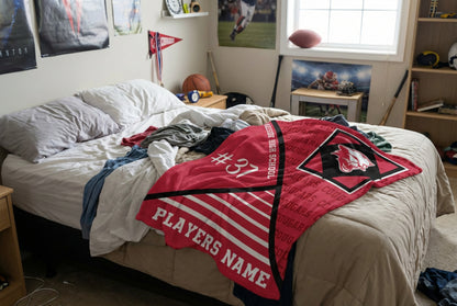 Proud Sports Mom Blanket, Personalized Senior Night Gift, Custom School Spirit Mascot Throw