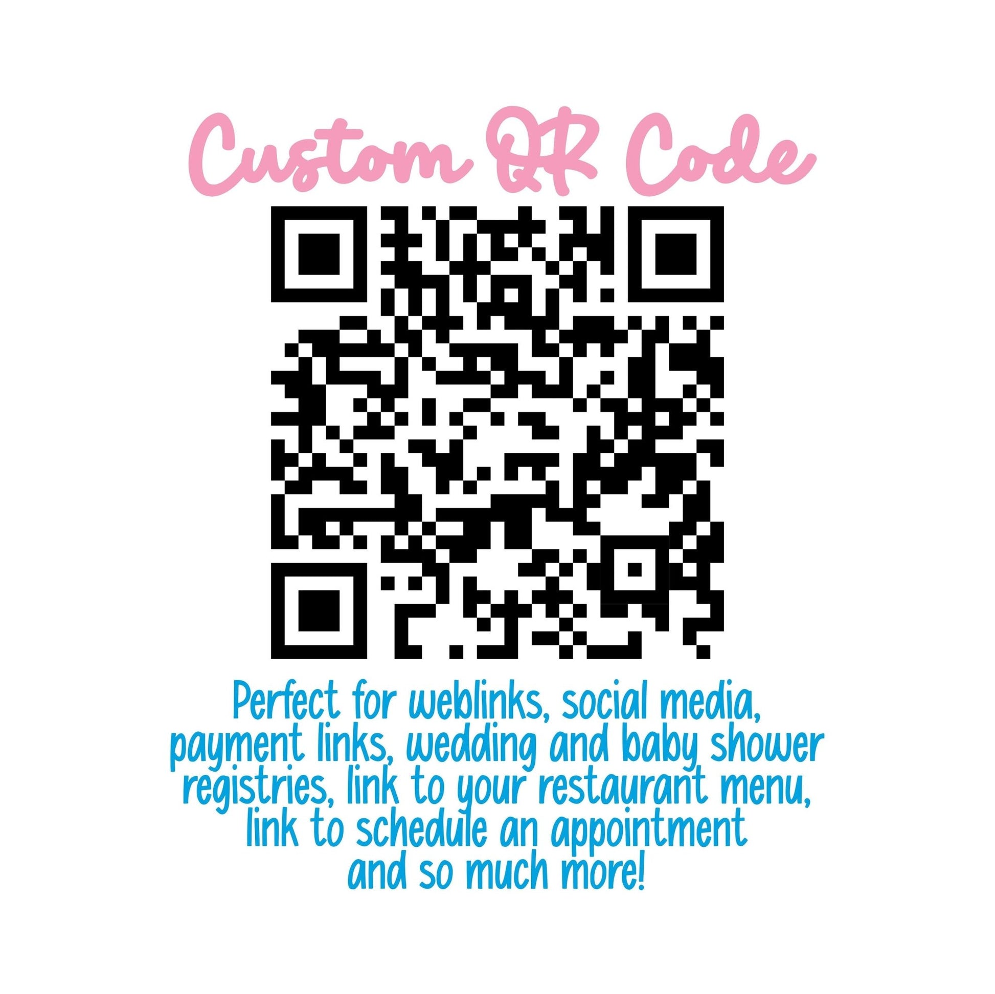 Custom QR Code Download, Baby Registry, Wedding Registry, Social Media, Website, Party RSVP, save the date, svg, PNG, downloadable - SBS T Shop