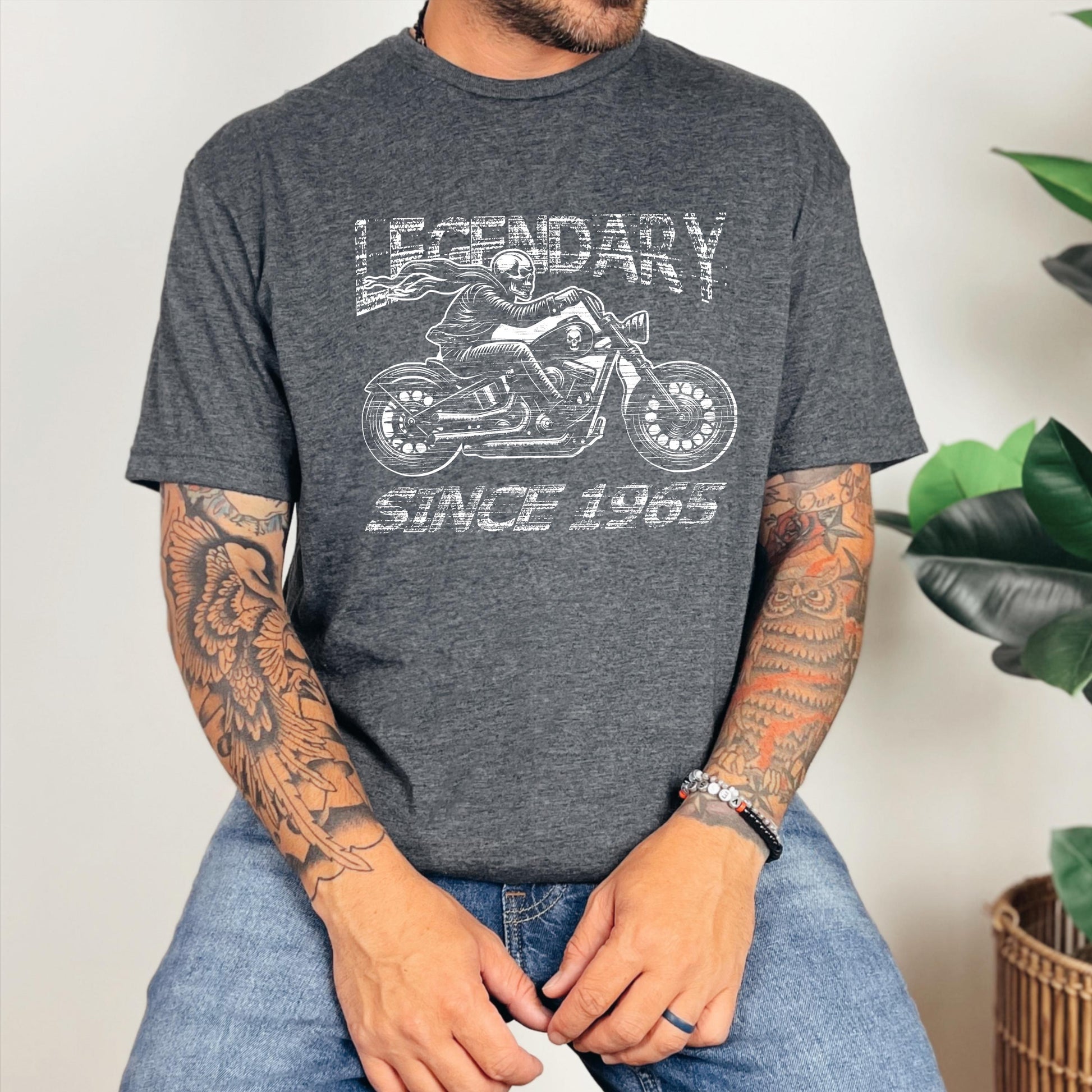 60th Birthday Shirt, Born in 1965 Legendary Biker, Limited Edition Dad Birthday Gift T Shirt, Grandpa Turning Sixty, man birthday gift