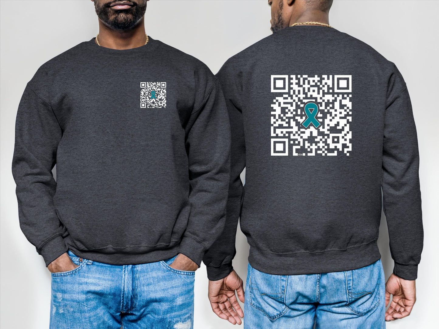 Fuck Cancer QR Code Sweatshirt or Hoodie, Fuck Ovarian Cancer Survivior Warrior Sweater, hidden message, Teal Awareness RIbbon, Gift for her