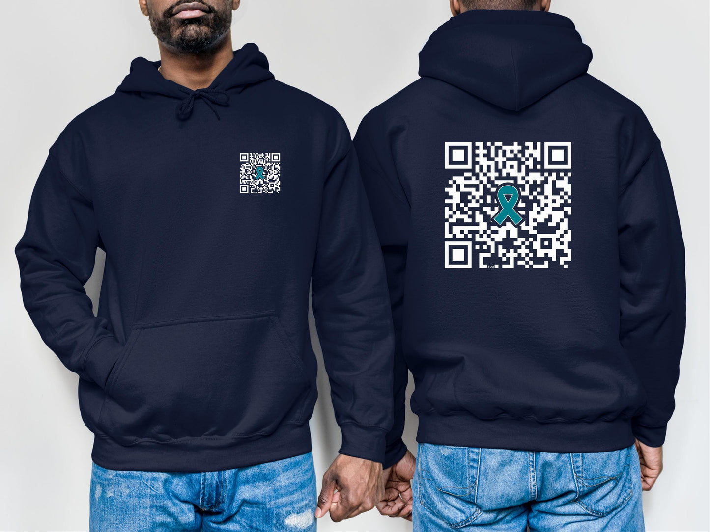 Fuck Cancer QR Code Sweatshirt or Hoodie, Fuck Ovarian Cancer Survivior Warrior Sweater, hidden message, Teal Awareness RIbbon, Gift for her