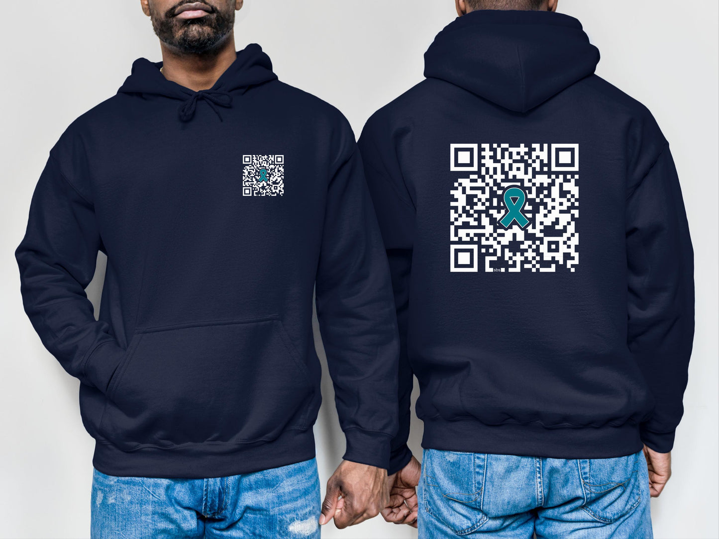 Fuck Cancer QR Code Sweatshirt or Hoodie, Fuck Cervical Cancer Survivor Warrior Sweater, hidden message, Teal Awareness Ribbon, Gift for her