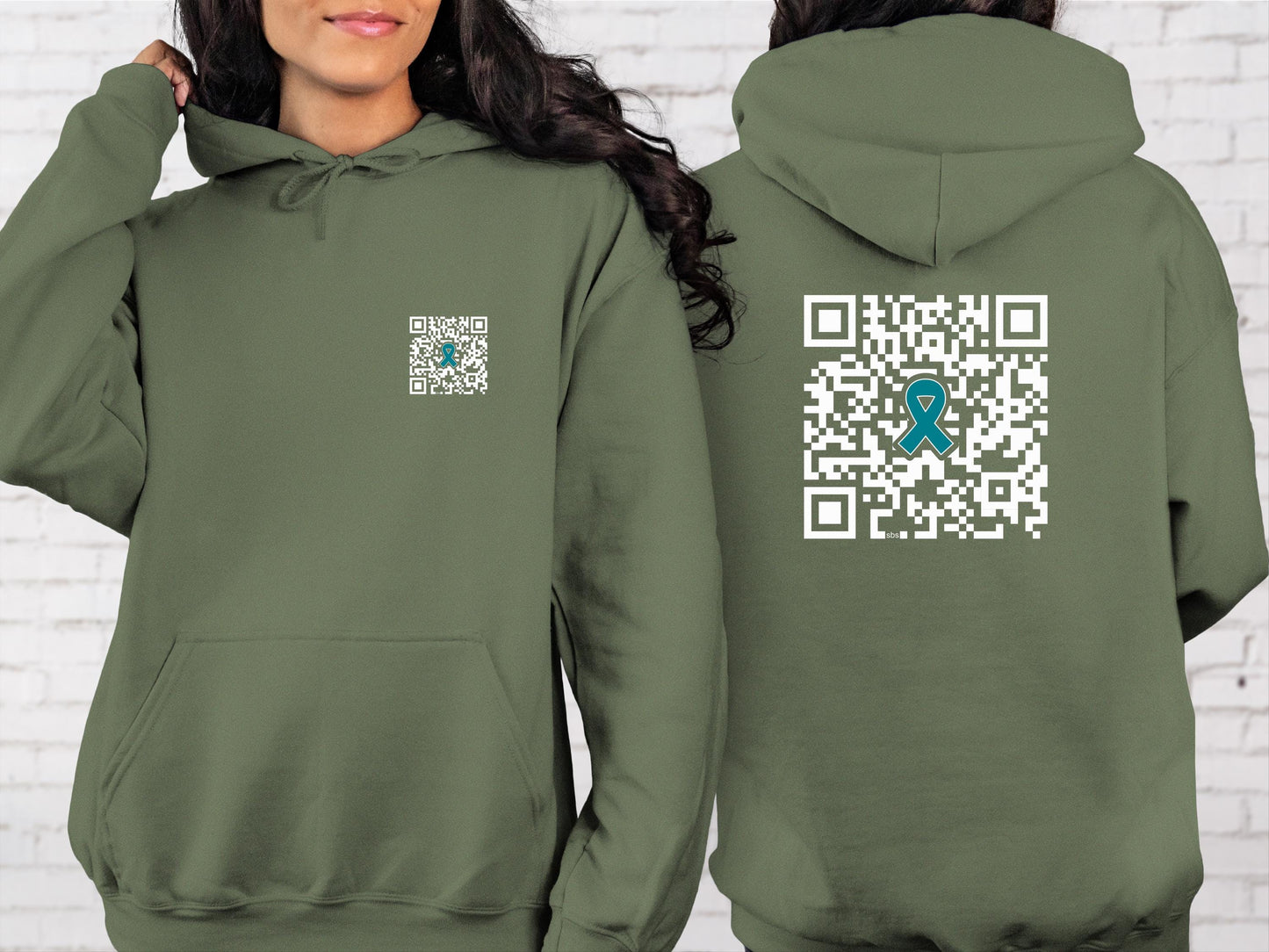 Fuck Cancer QR Code Sweatshirt or Hoodie, Fuck Ovarian Cancer Survivior Warrior Sweater, hidden message, Teal Awareness RIbbon, Gift for her