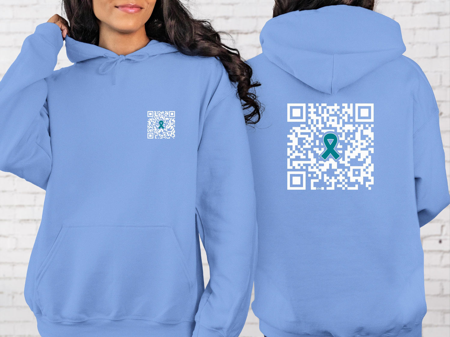 Fuck Cancer QR Code Sweatshirt or Hoodie, Fuck Cervical Cancer Survivor Warrior Sweater, hidden message, Teal Awareness Ribbon, Gift for her