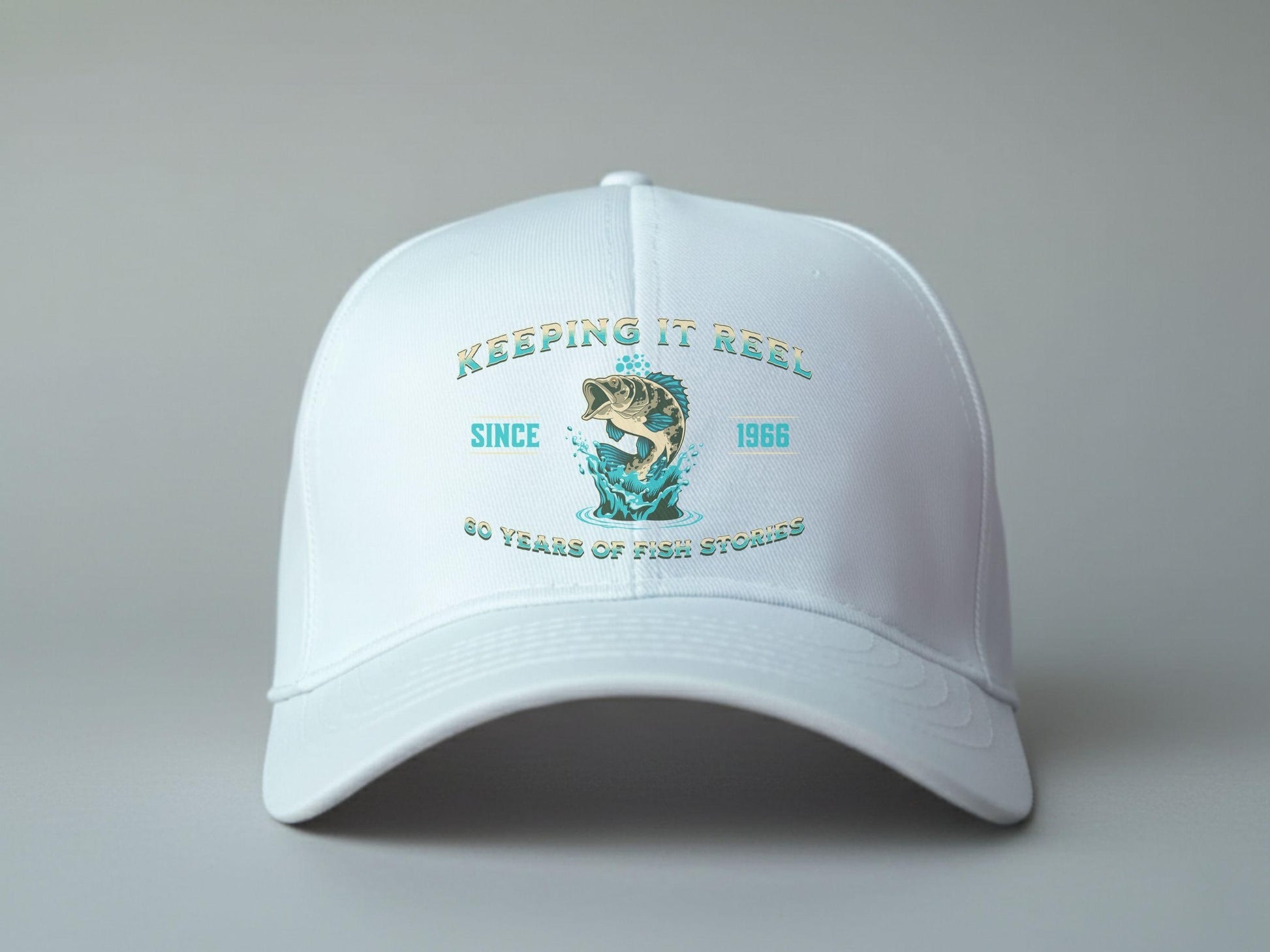 60th Birthday gift for men, Funny 1966 Birthday Fishing Hat, Keeping It Reel Since 1965, Vintage Bass Fishing, 60 Years of Fish Stories