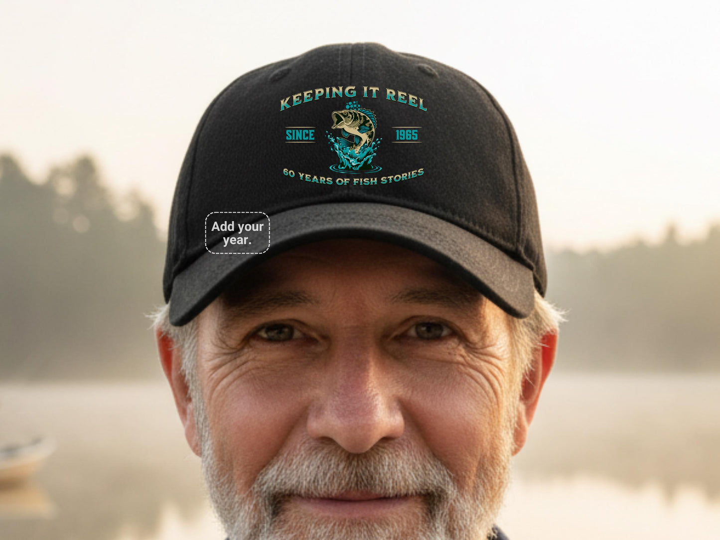 60th Birthday gift for men, Funny 1966 Birthday Fishing Hat, Keeping It Reel Since 1965, Vintage Bass Fishing, 60 Years of Fish Stories