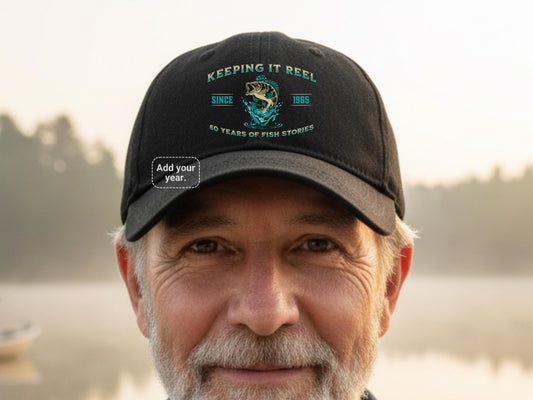 60th Birthday gift for men, Funny 1966 Birthday Fishing Hat, Keeping It Reel Since 1965, Vintage Bass Fishing, 60 Years of Fish Stories
