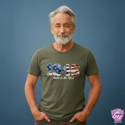 80th Birthday Gift Shirt, Born in 1946 Made in the USA, American Flag Patriotic Grandpa Tee, Veteran bday gift for Pappy