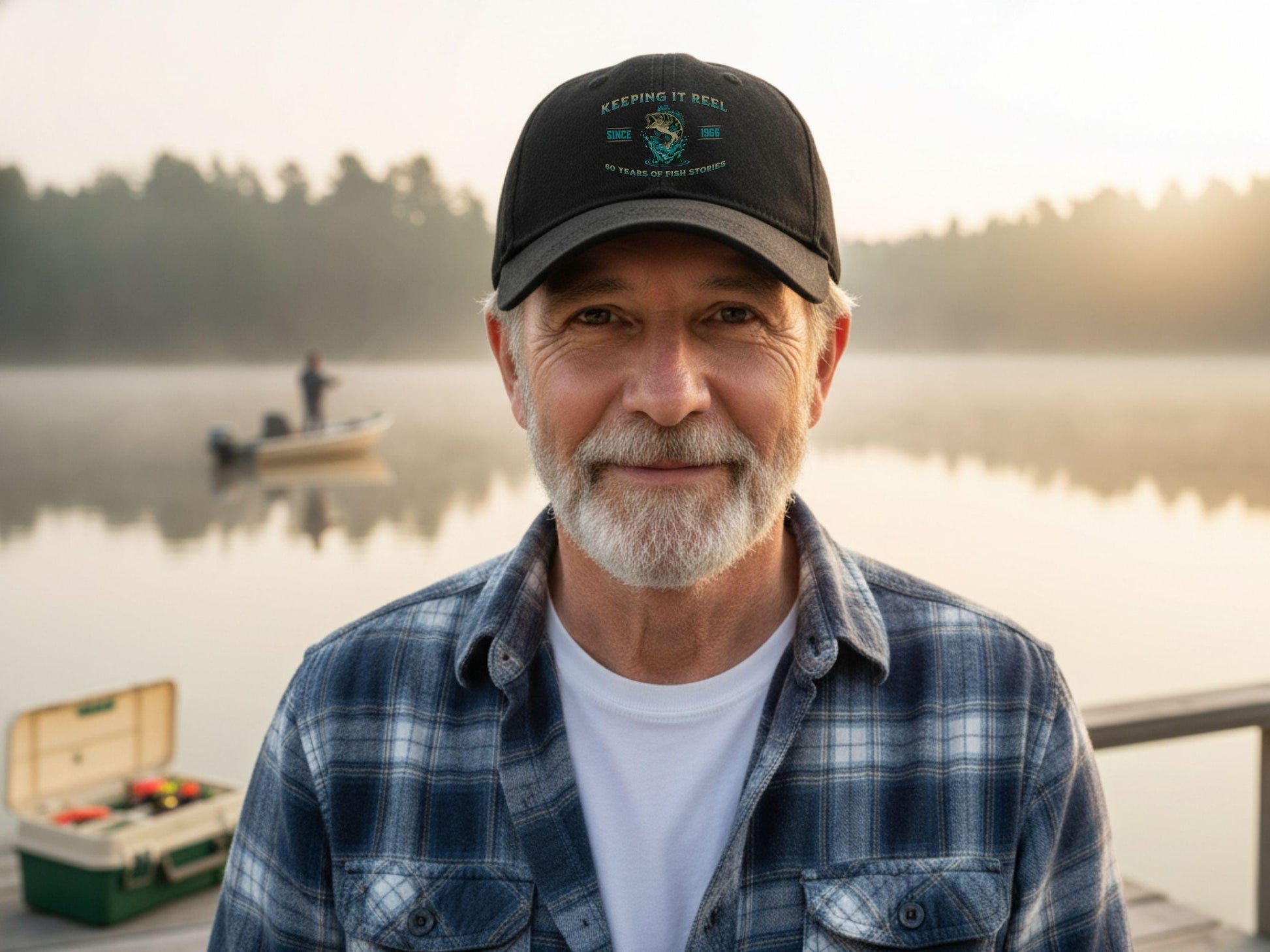 60th Birthday gift for men, Funny 1966 Birthday Fishing Hat, Keeping It Reel Since 1965, Vintage Bass Fishing, 60 Years of Fish Stories