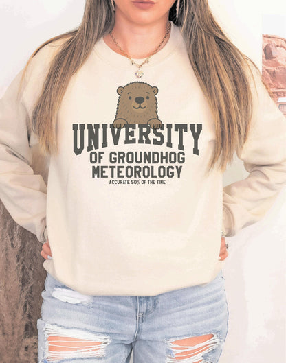 Funny Groundhog Day Shirt, University of Meteorology Sweatshirt, Cute Winter Animal Tee, Weather Forecaster Gift, Feb 2nd Gobblers Knob Top