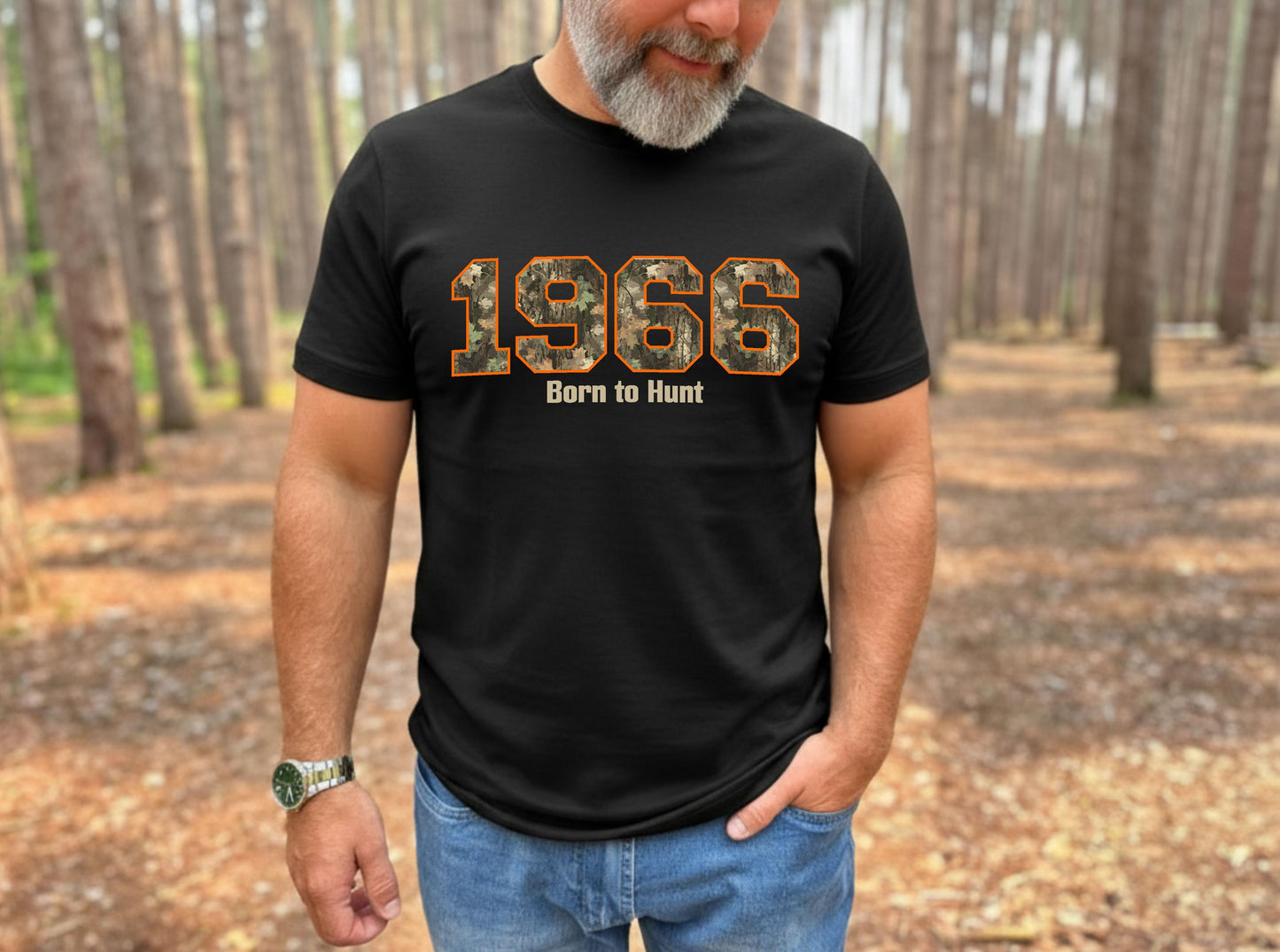 60th Birthday Hunting Shirt, 1966 Camo Born to Hunt Tee, Hunter Gift for Dad, Crewneck Sweatshirt, Pull over Hoodie
