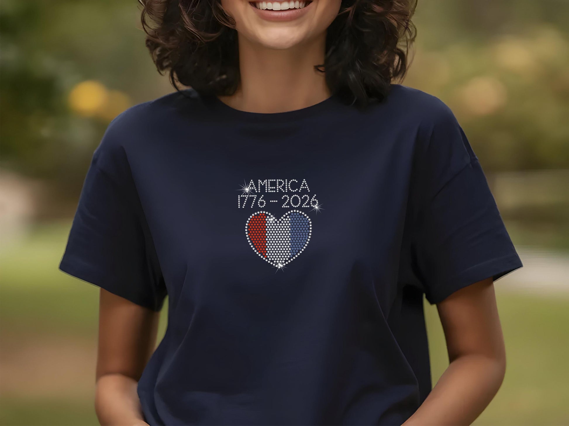 America 250th Shirt Rhinestone Flag Heart, 1776 2026 Anniversary American Flag Ladies Tank top, Patriotic Bling Sparkly, 4th of July, USA