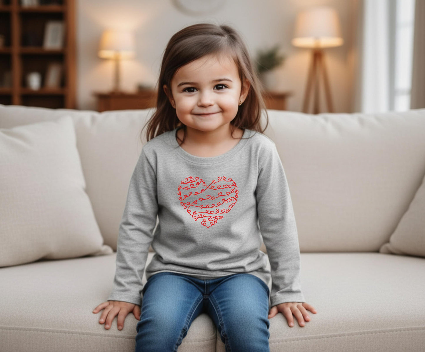 Mommy and Me Valentine Sweatshirt Minimalist Heart Matching Mom Daughter Shirt Continuous Line Heart Design