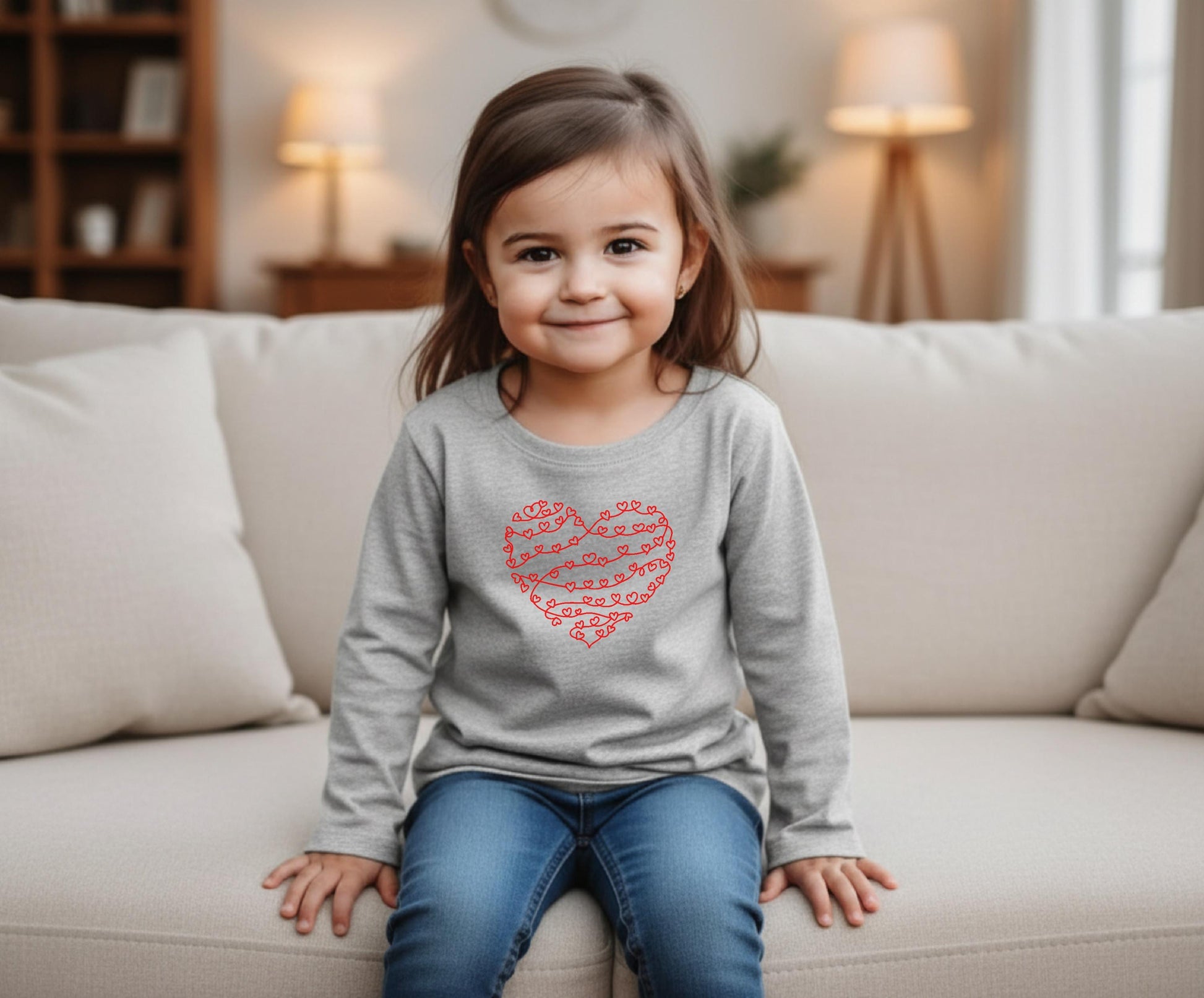 Mommy and Me Valentine Sweatshirt Minimalist Heart Matching Mom Daughter Shirt Continuous Line Heart Design