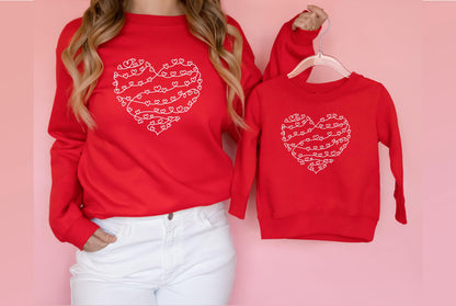Mommy and Me Valentine Sweatshirt Minimalist Heart Matching Mom Daughter Shirt Continuous Line Heart Design