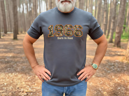 60th Birthday Hunting Shirt, 1966 Camo Born to Hunt Tee, Hunter Gift for Dad, Crewneck Sweatshirt, Pull over Hoodie