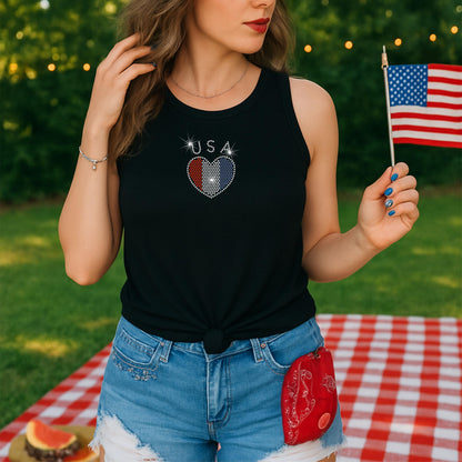 USA America 250th Sweatshirt Rhinestone Heart Flag, 1776 2026 Anniversary American Flag Ladies sweater Patriotic Bling Sparkly, 4th of July