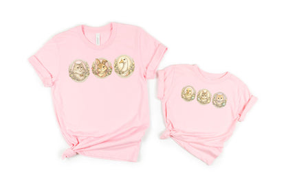 Mommy and Me Easter Shirt, Mama and Mini, Bunny Goose Kitten, Grandma Core, Coquette Lace Bows and Daisy, Family Matching Outfit