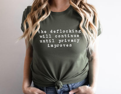 Anti Flock Camera Shirt, The Deflocking will continue, Privacy Protest T-Shirt, So no to flock cameras
