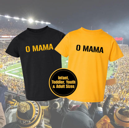 O Mama Infant Bodysuit, Cute Toddler T-Shirt in Black or Gold, Pittsburgh Baby Shower gift, Pittsburghese, Yinzer, Here we go