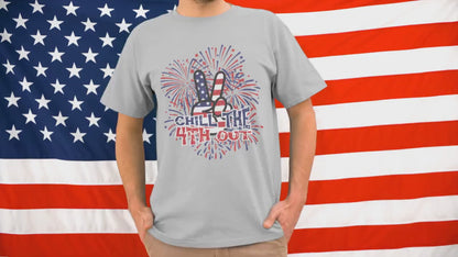 Chill the 4th Out Shirt, Fourth of July T-Shirt, Fireworks Patriotic, US Flag, Independence Day, Funny July 4th Tee, Peace Sign