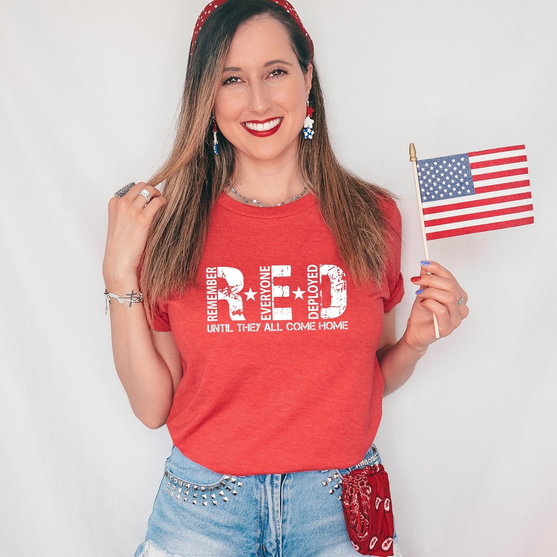 Red Friday Military Shirt, Remember Everyone Deployed T - shirt, wear red on Friday, distressed american flag, military family, mom, dad, son - SBS T Shop