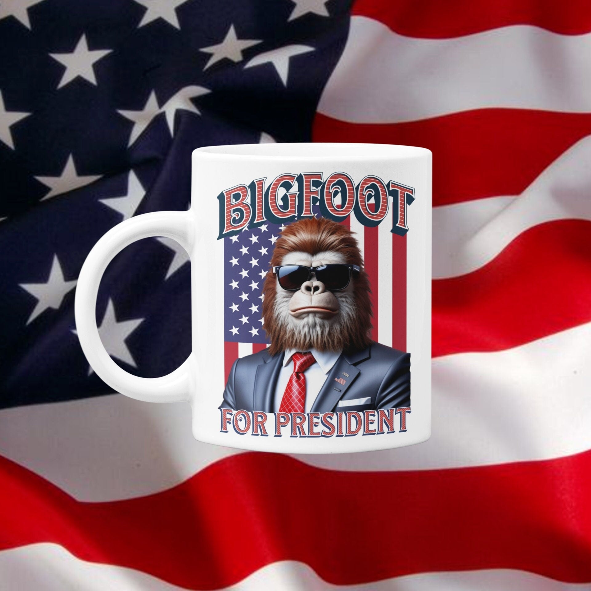 Bigfoot for President mug, Funny Sasquatch Mug, forest, adventure, camping - SBS T Shop