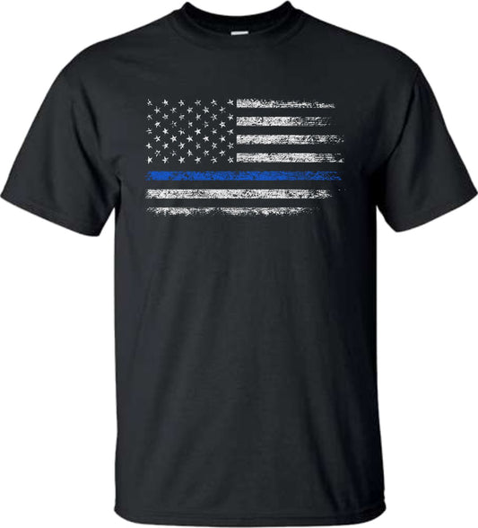 Blue Line Flag Police Law Enforcement Officer T Shirt - SBS T Shop