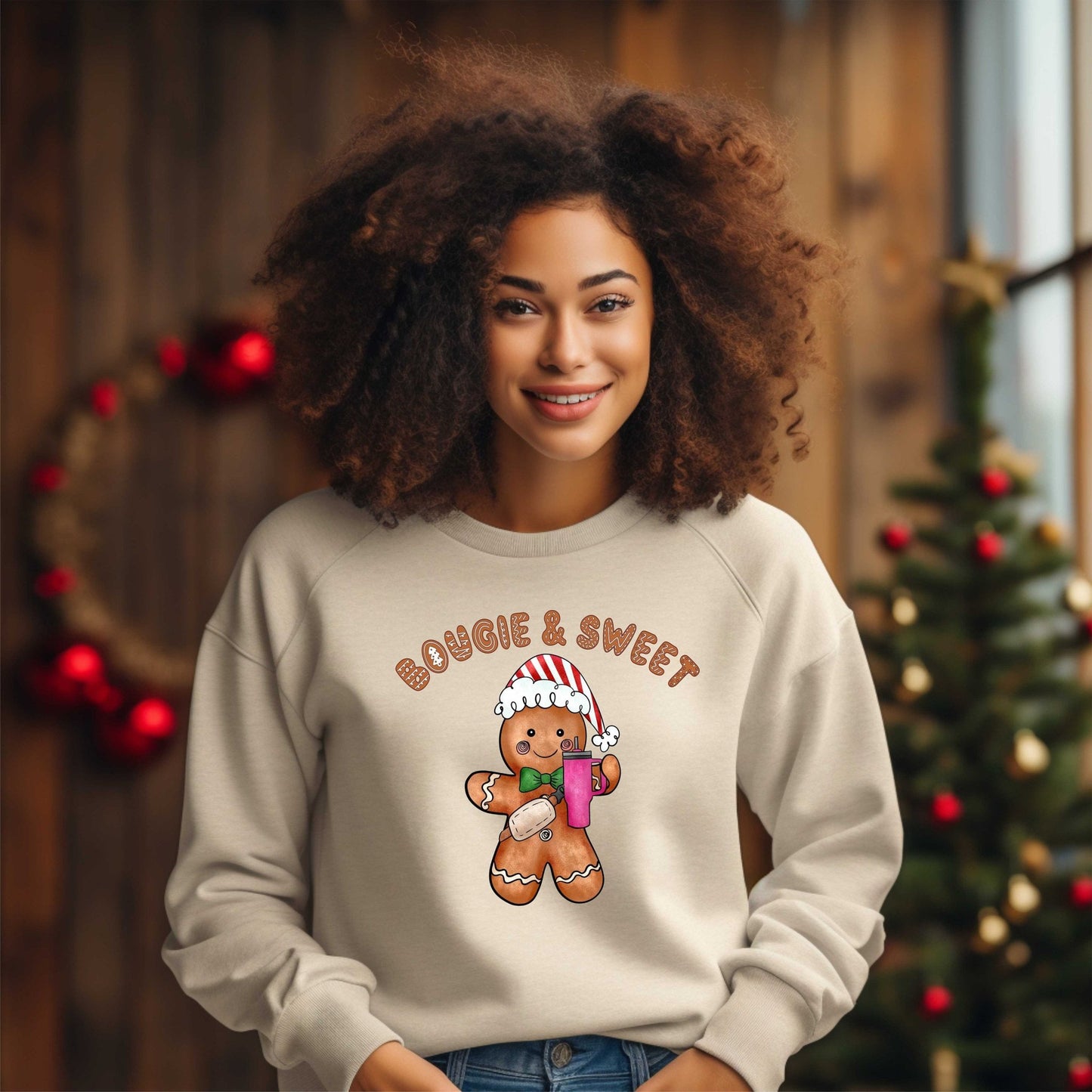Boujee Gingerbread Sweatshirt, Funny Christmas Shirt Cute Preppy Xmas Tee, Trendy Christmas, Bougie Xmas, Sugar & Spice Christmas Sweatshirt - SBS T Shop