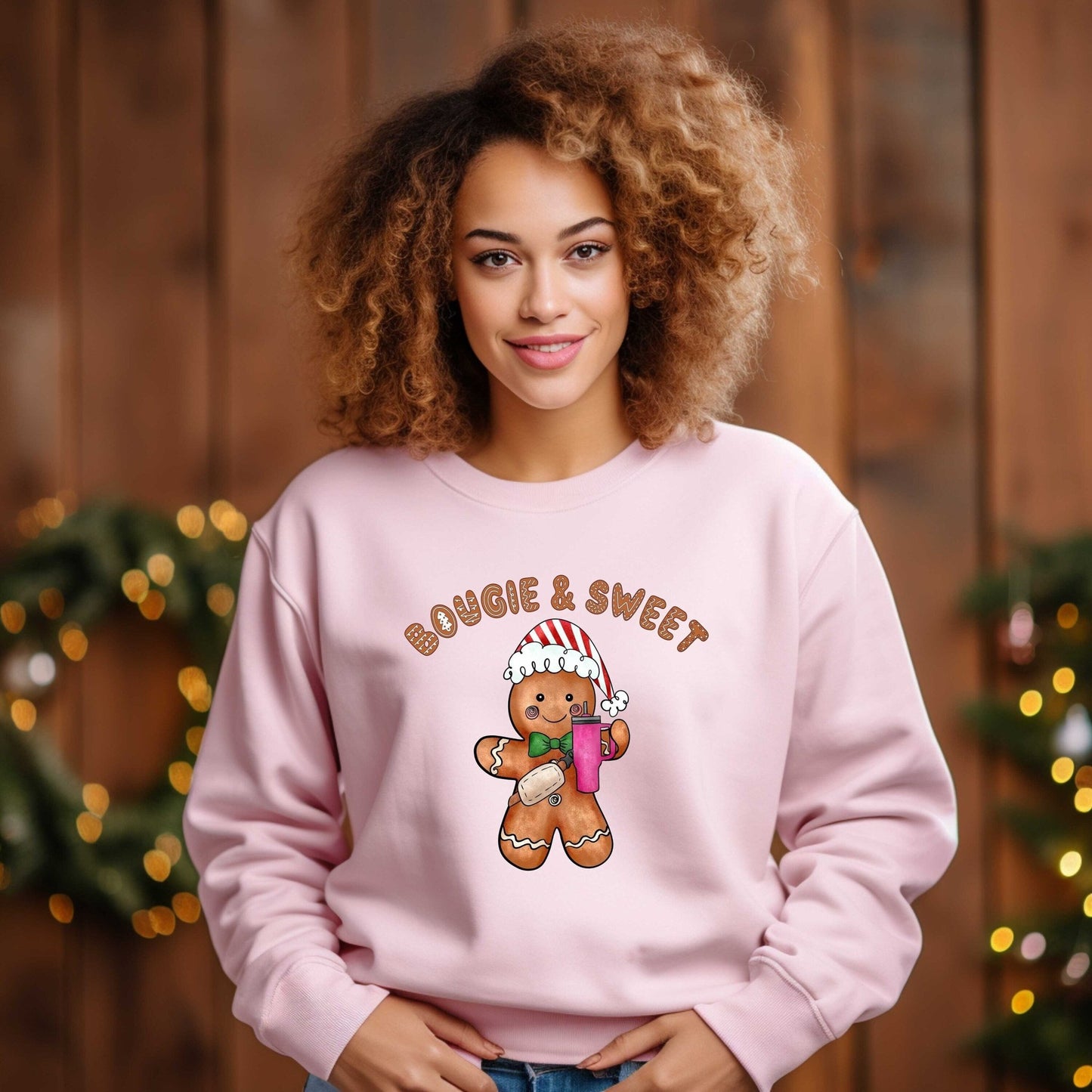 Boujee Gingerbread Sweatshirt, Funny Christmas Shirt Cute Preppy Xmas Tee, Trendy Christmas, Bougie Xmas, Sugar & Spice Christmas Sweatshirt - SBS T Shop