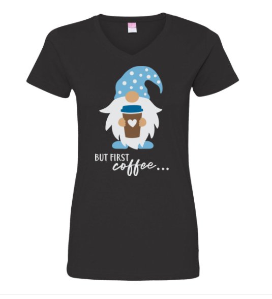 But first. . . Coffee Gnome Ladies Short OR Long Sleeve T - SBS T Shop