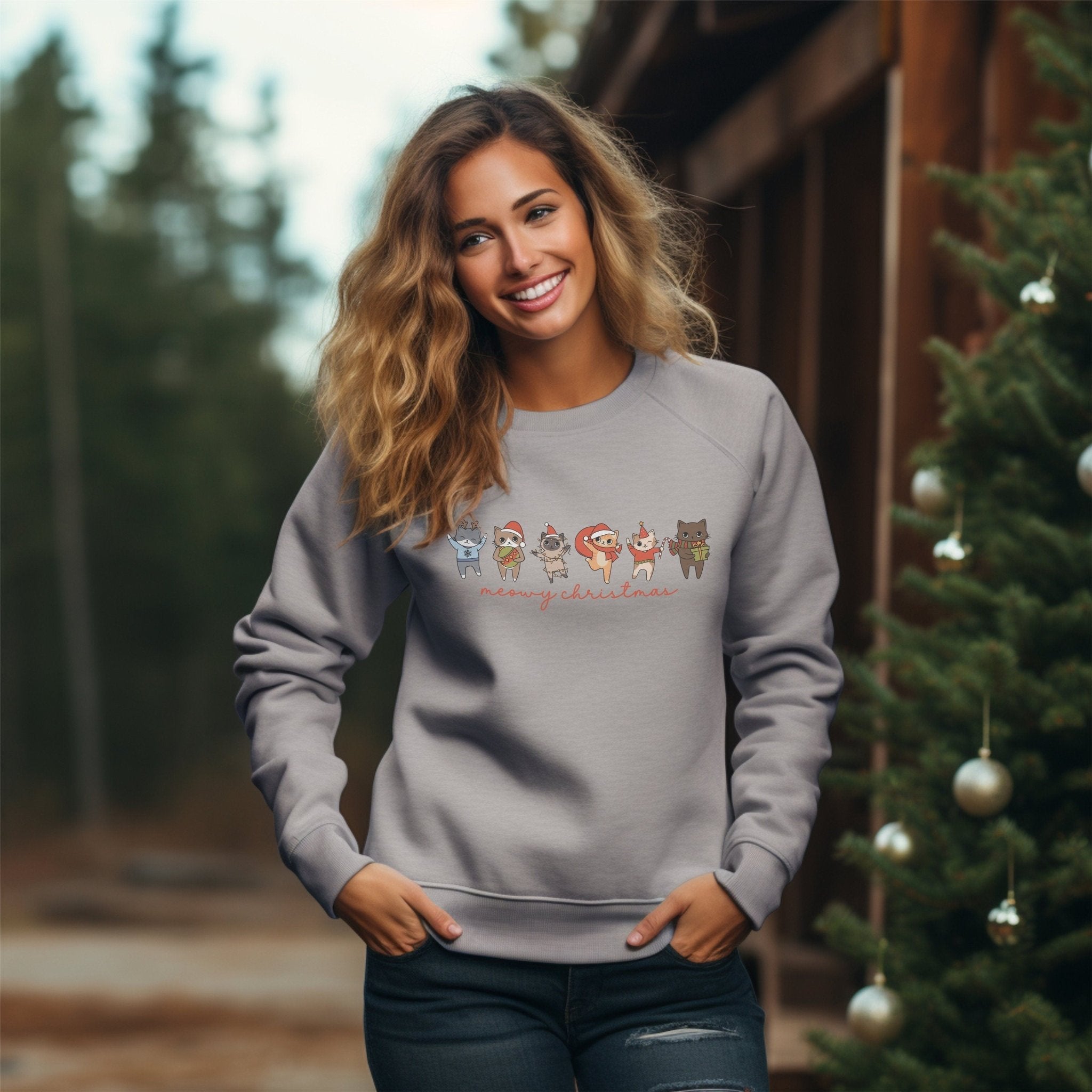 Womens cat christmas on sale sweater