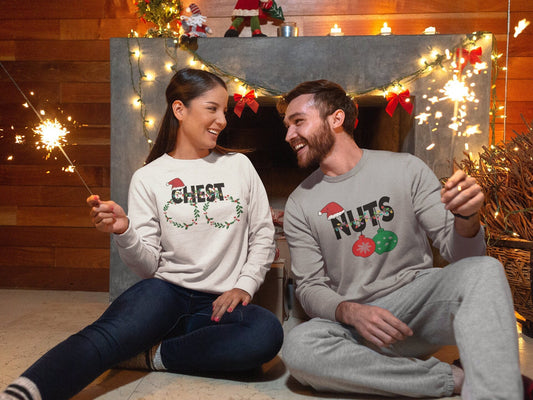 Chest and Nuts Christmas Couples Sweatshirt - SBS T Shop