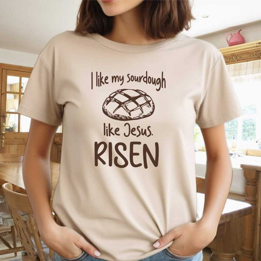 Christian shirts, Funny Baking Shirt, Sourdough bread gifts, bread maker t shirt, gift for homesteading mom, gift for friend, Jesus is Risen - SBS T Shop
