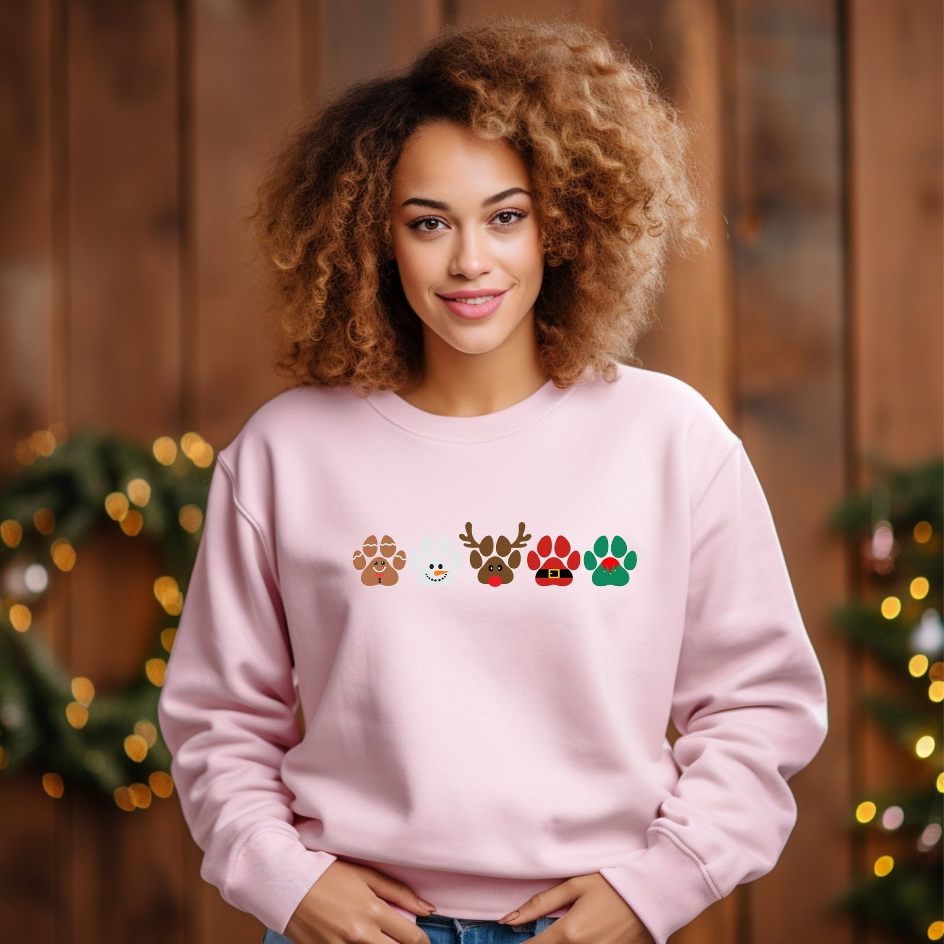 Christmas Dog Swetashirt, Dog Owner Christmas Gift, Holiday Sweater, Christmas crewneck shirt, Dog Mom Gift, Santa Elf reindeer dog paw - SBS T Shop