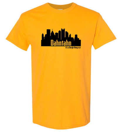 Dahntahn Pittsburgh Skyline Pittsburghese T Shirt - Youth and Adult Sizes - SBS T Shop