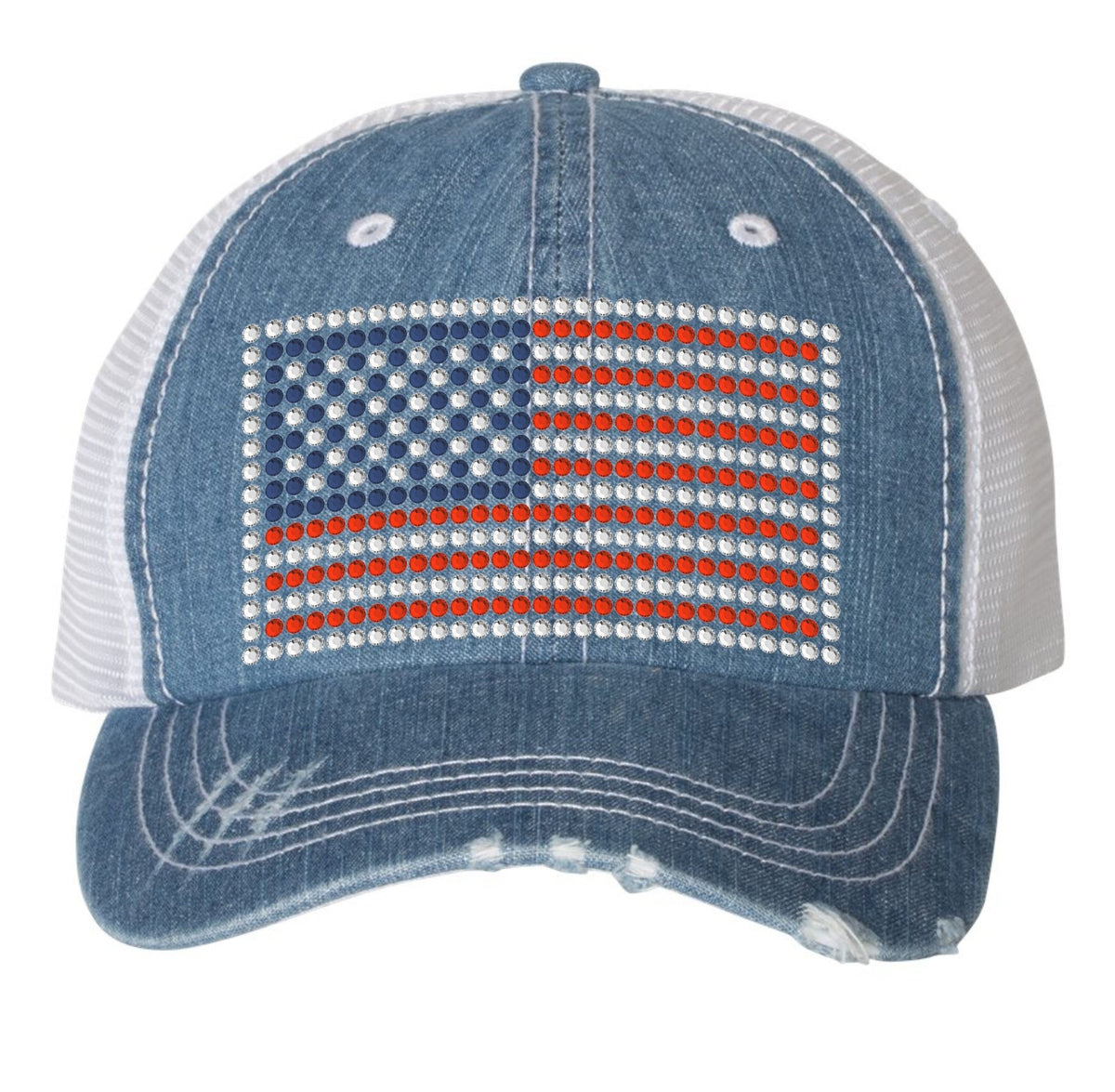 American Flag Rhinestone Distressed Baseball Hat – SBS T Shop display picture 1