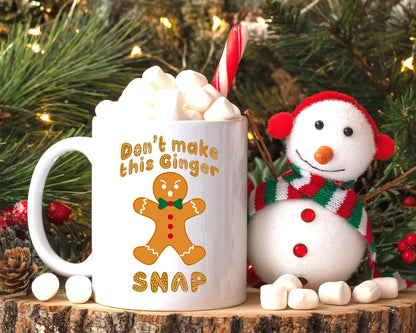 Don't make this ginger snap mug, Funny Christmas Gingerbread secret santa gift exchange, gift for her him coworker 11oz or 15oz red head - SBS T Shop