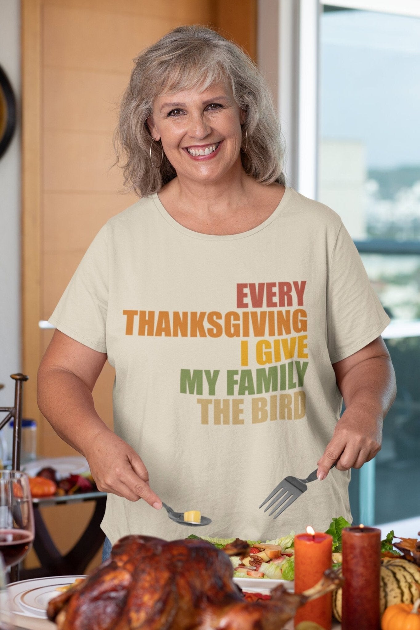 Every Thanksgiving I give my family the bird, Funny Thanksgiving Shirt - SBS T Shop
