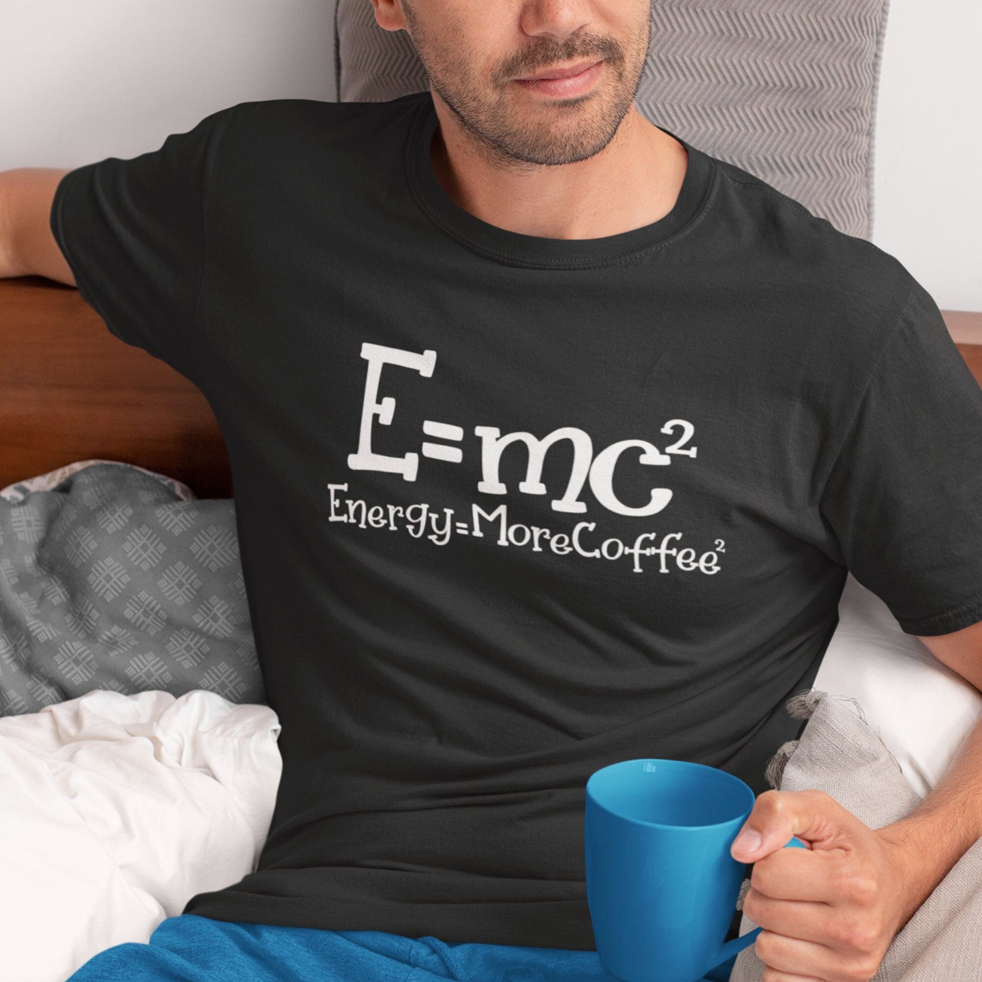 Funny Coffee Shirt, E=mc2 Energy = more coffee, Science Teacher, coffee lover, science geek, gift for boyfriend, math teacher - SBS T Shop