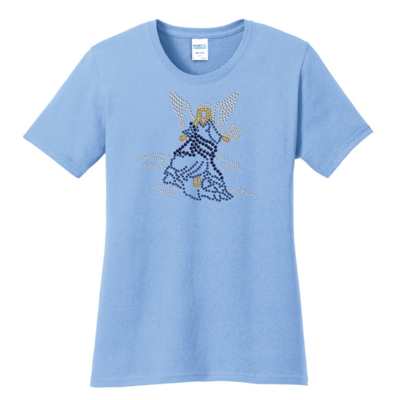 Guardian Angel in Rhinestones on Ladies T Shirt - SBS T Shop